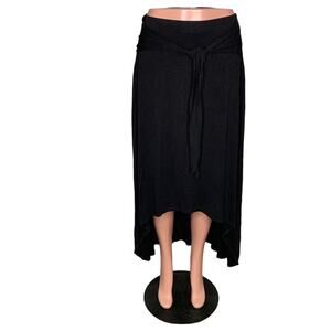 WHBM Skirt Asymmetric Black Elastic Waistband Tie on Front No Pockets Size S